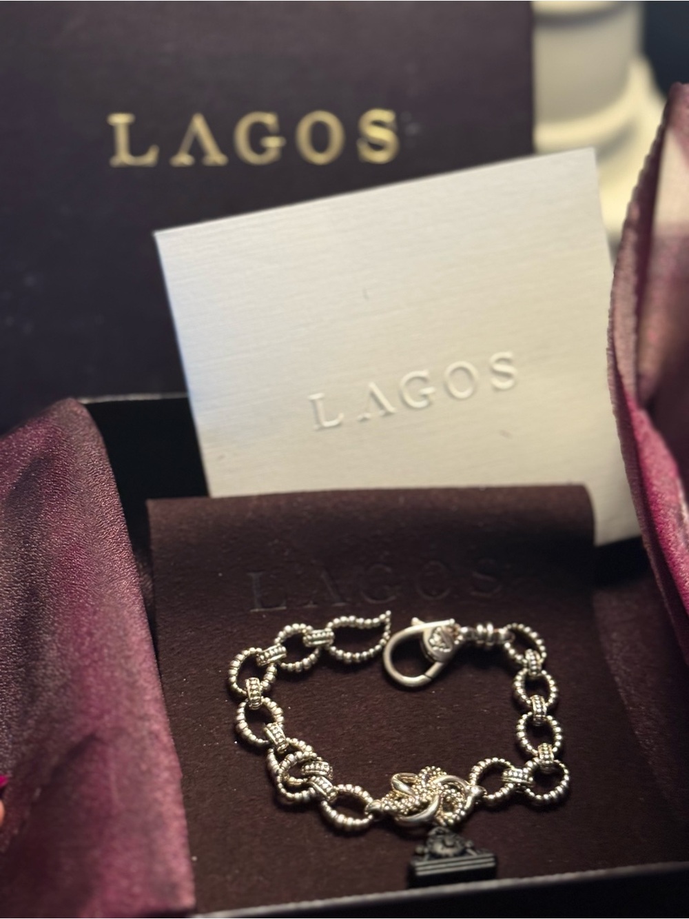 LAGOS Silver Love Knot Rope-Link Knot Bracelet